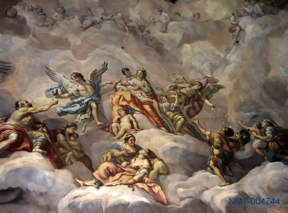 An Image Of A Nice And Beautiful Fresco Showing Heaven And Angels